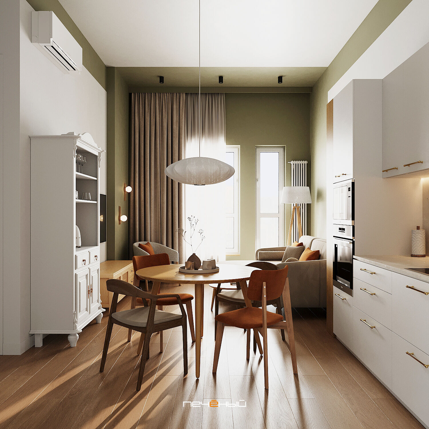 2025 Дизайн 2-комн. квартиры 76 м² в современном стиле, Москва, Green Park