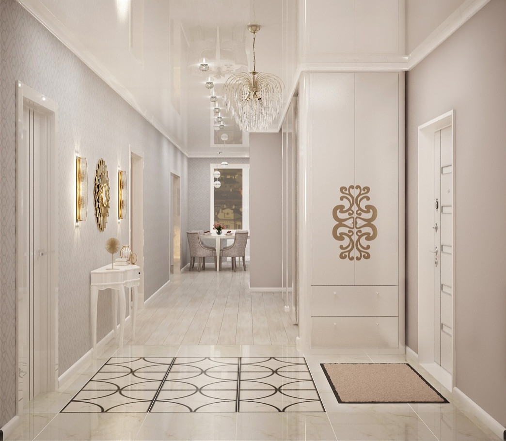 Дизайн проект холла, прихожей в ЖК Манхеттен