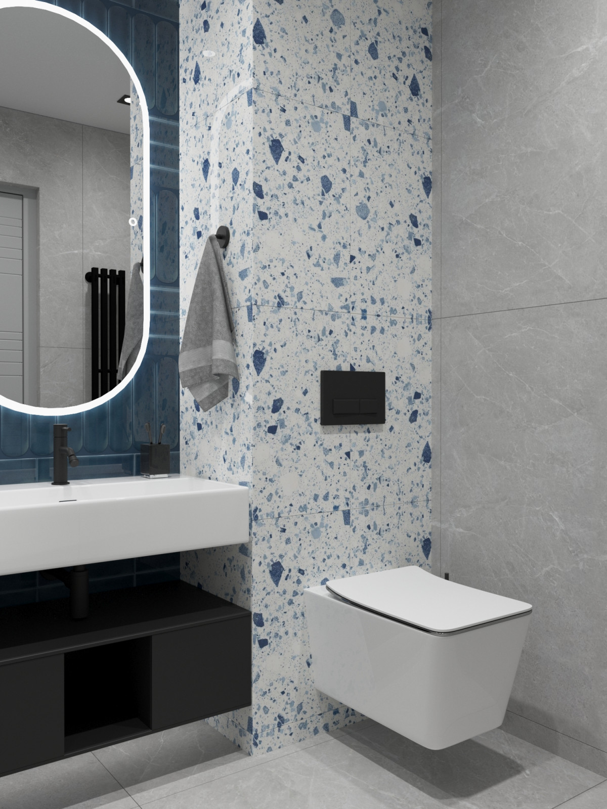 Квартира в современном стиле с синим акцентом