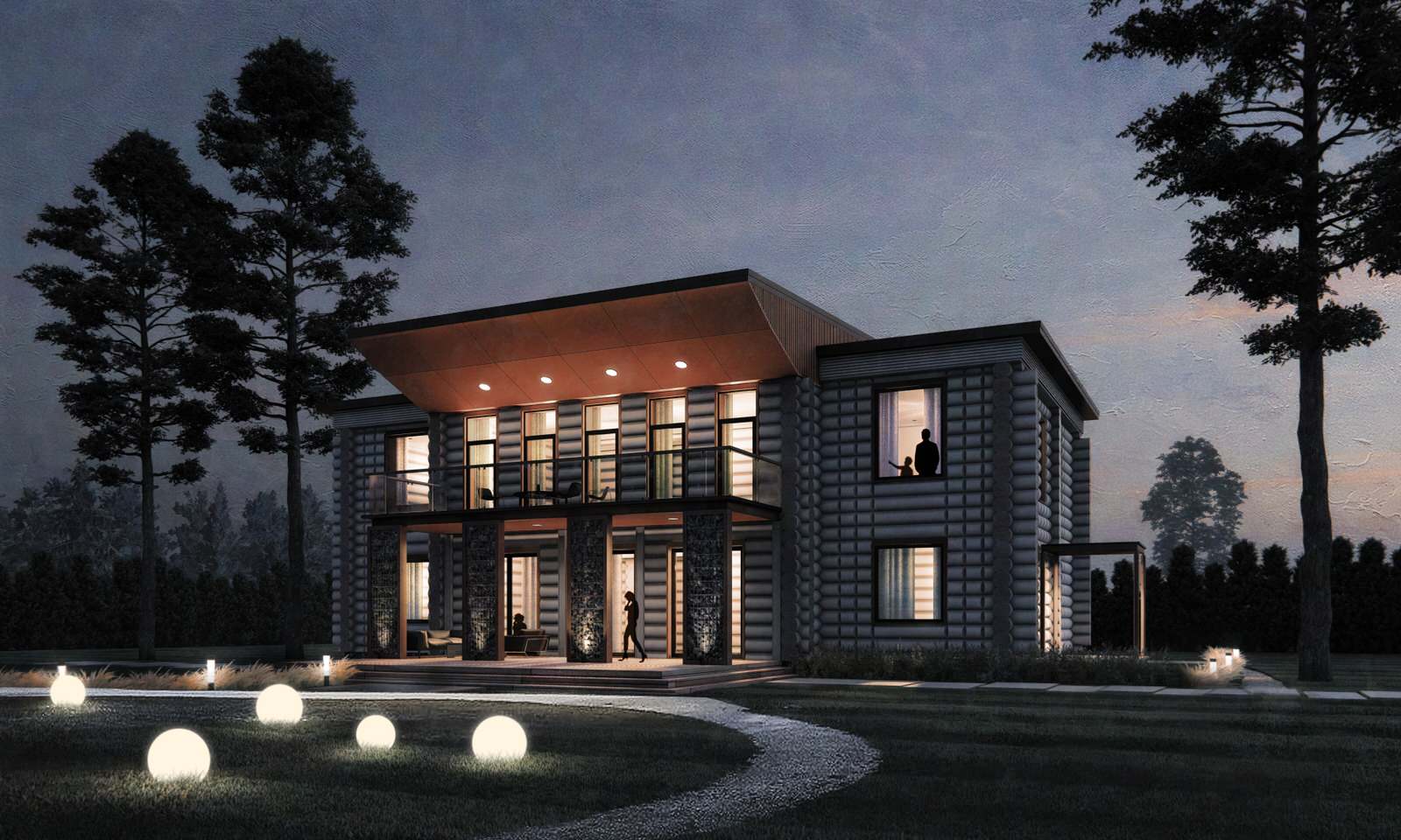 Обложка проекта: Хай-тек дом из бревна