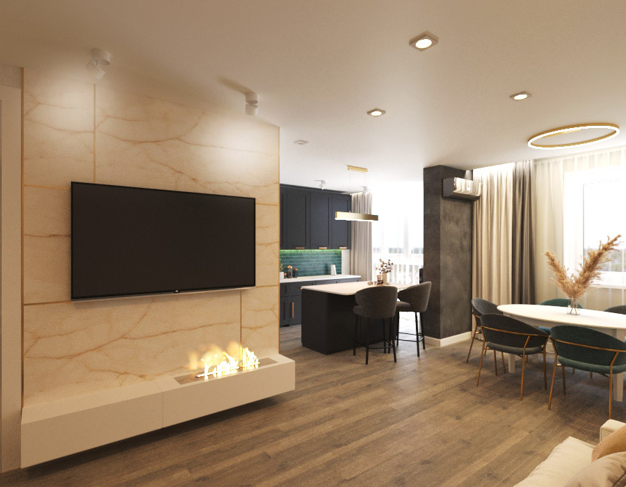 Кухня с островом в ЖК Халтурина