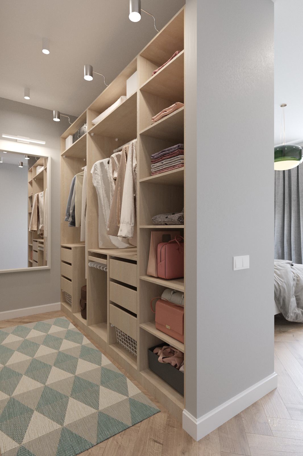 Дизайн квартиры в современном стиле. Цветные акценты и библиотека в 90 м. кв.