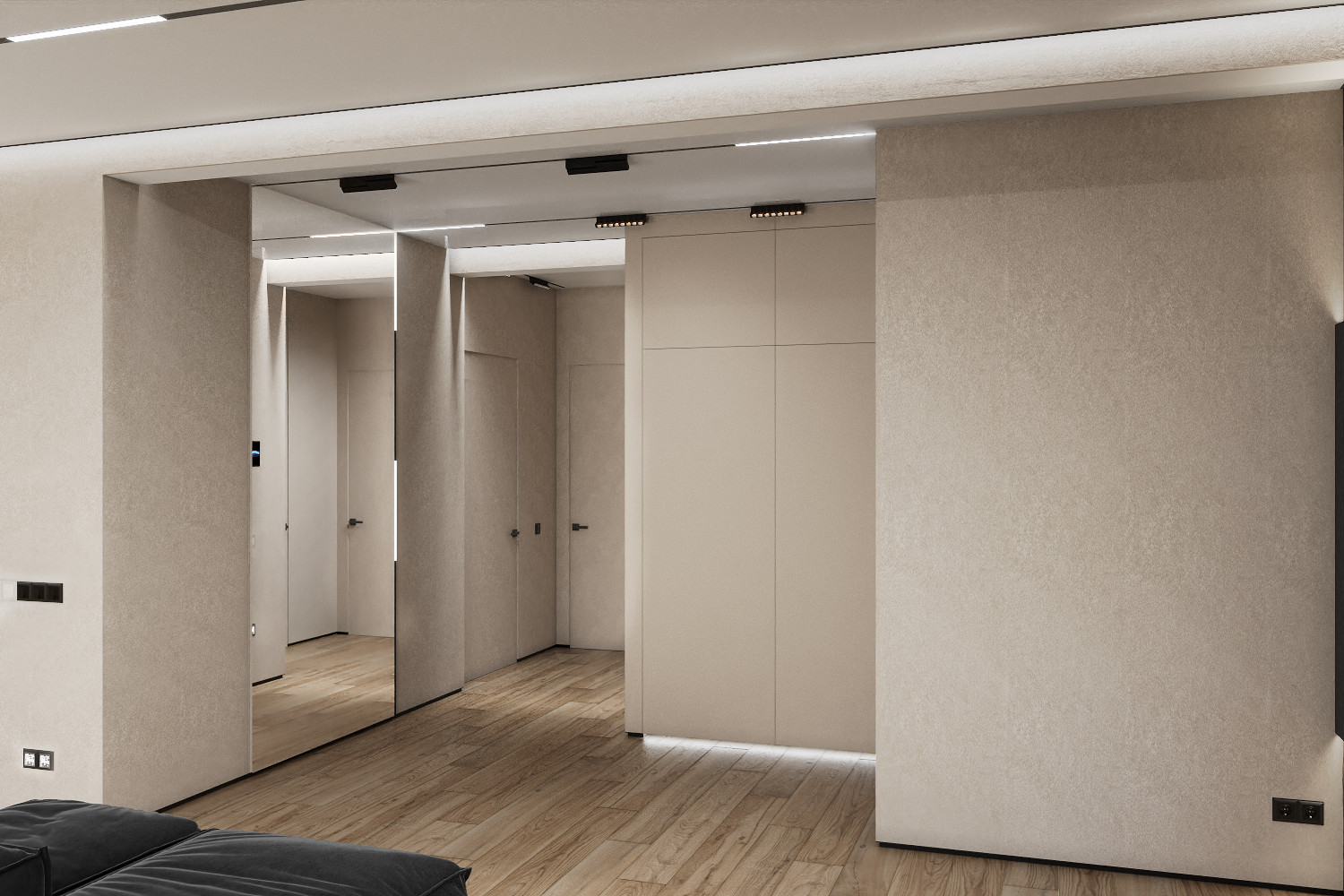 Гостиная, кухня, спальня минимализм