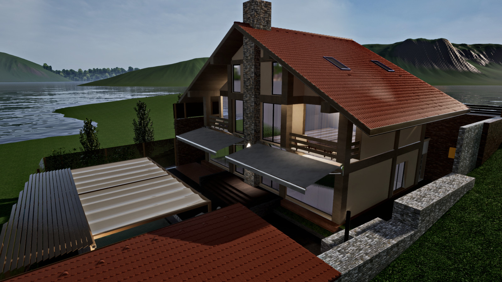 Планировки существующего коттеджа и планировка территории