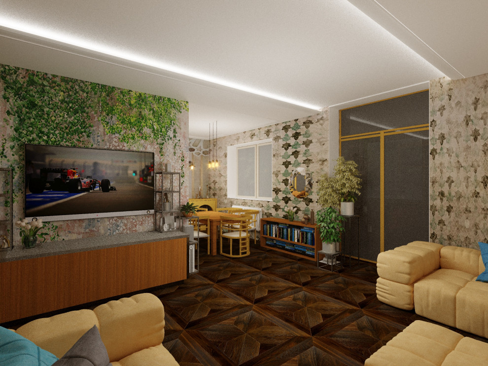 Варианты обоев в гостиной ЖК Каскад.