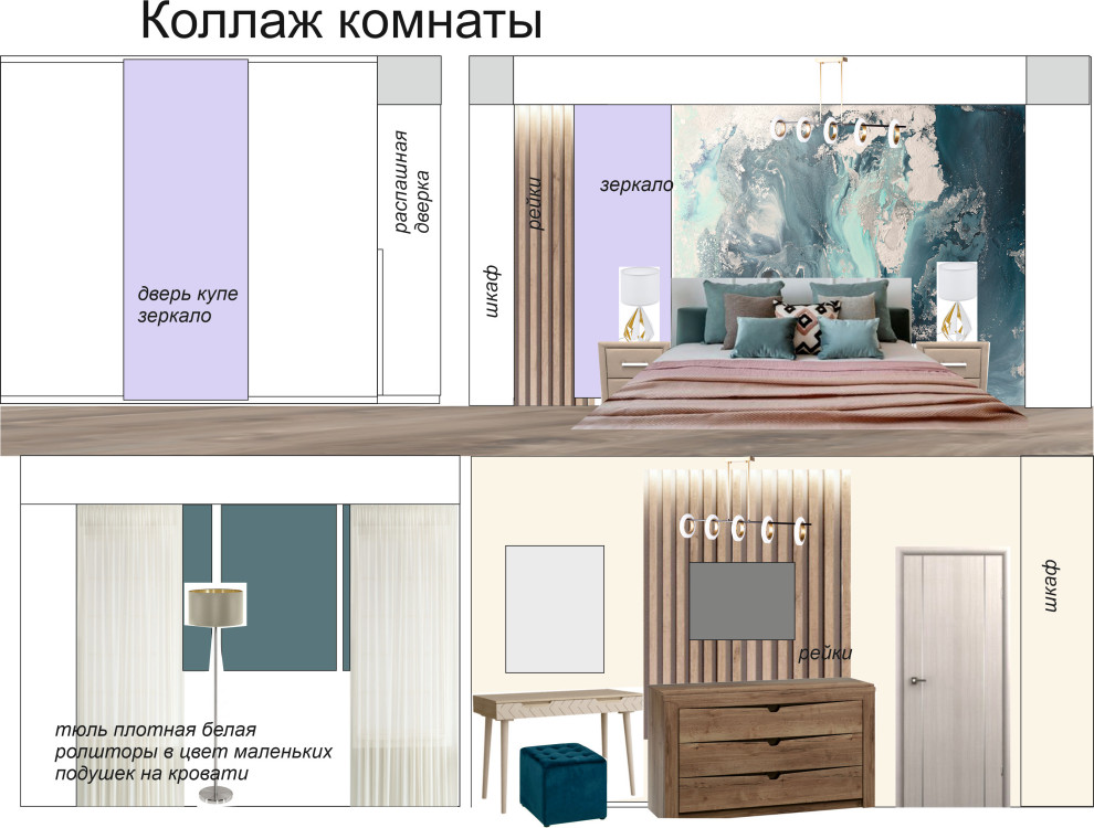 Обложка проекта: Проект спальни от концепции до визуализации