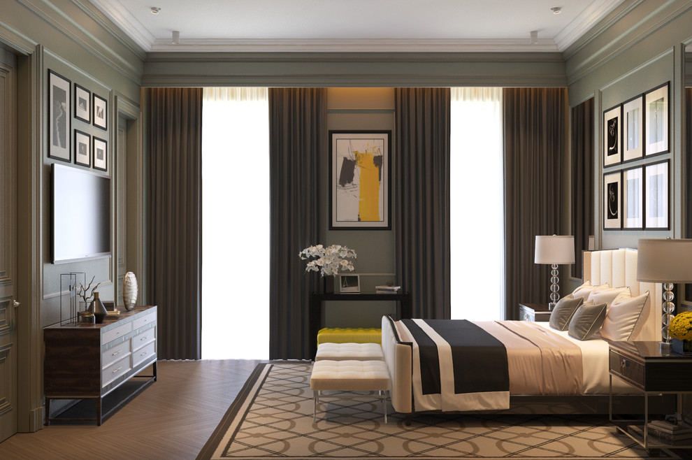 Спальня в стиле нео-классика в особняке.