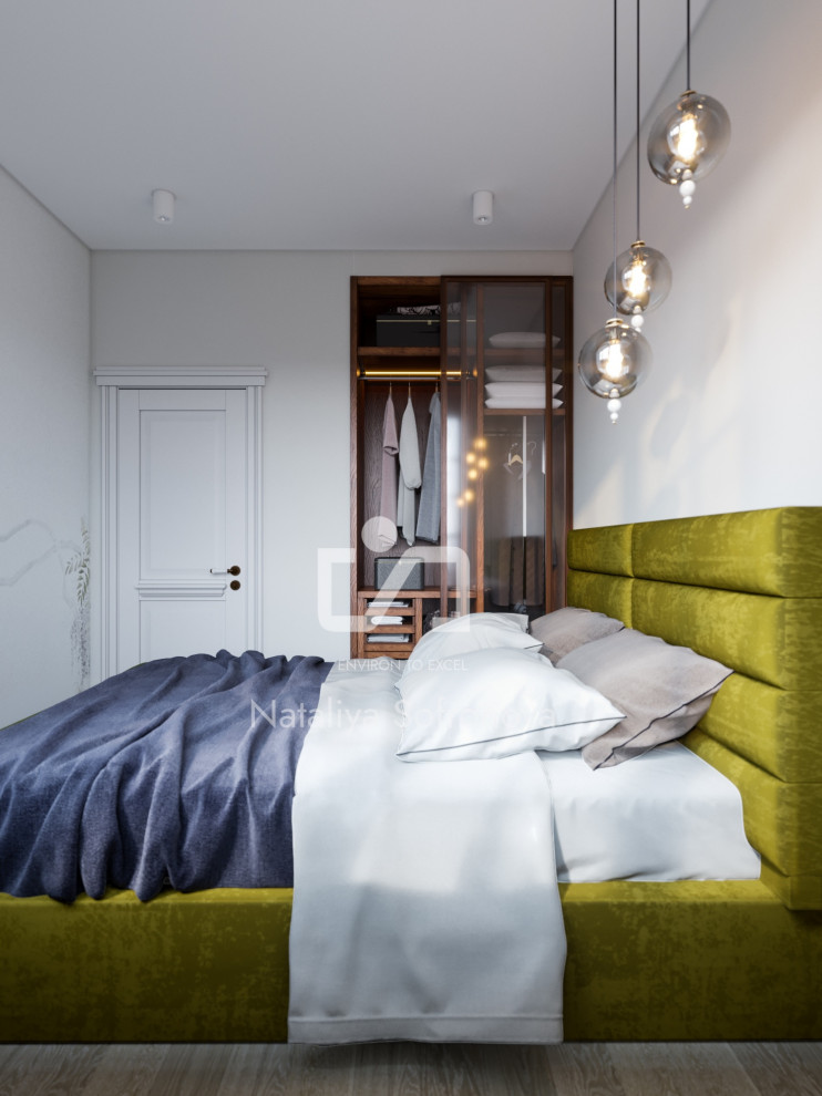 Обложка проекта: Bedroom with green bed