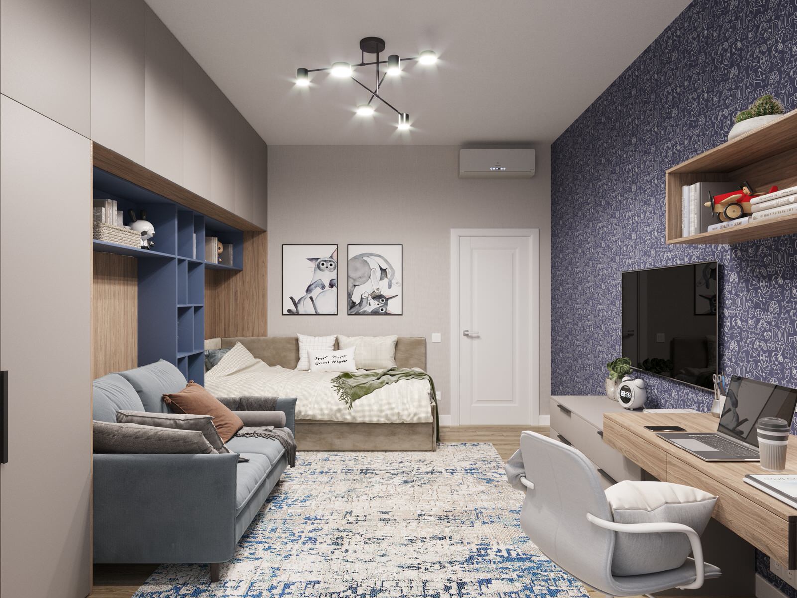 Детская комната в синих тонах