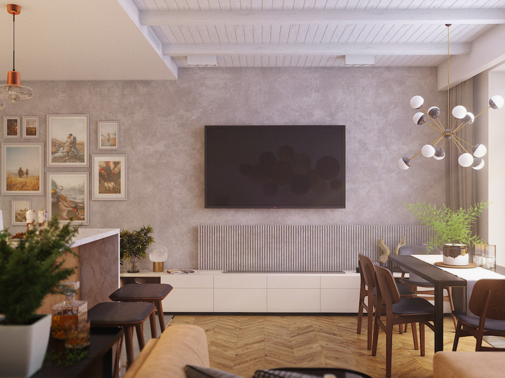 Обложка проекта: Дизайн-проект квартиры 120 кв.м.  Кухня/гостиная/столовая