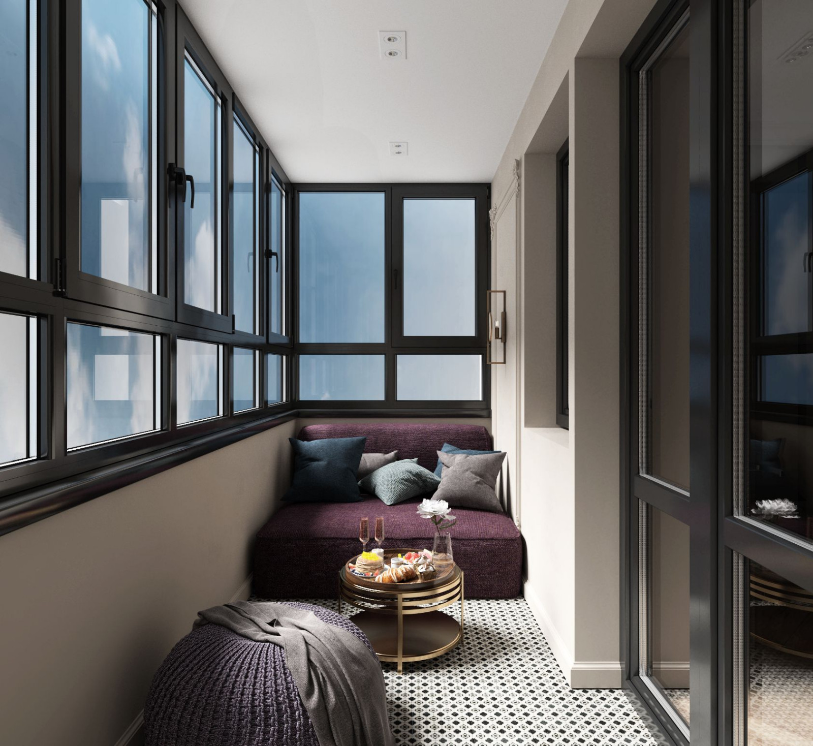 Визуализации спальной и ванной комнат.