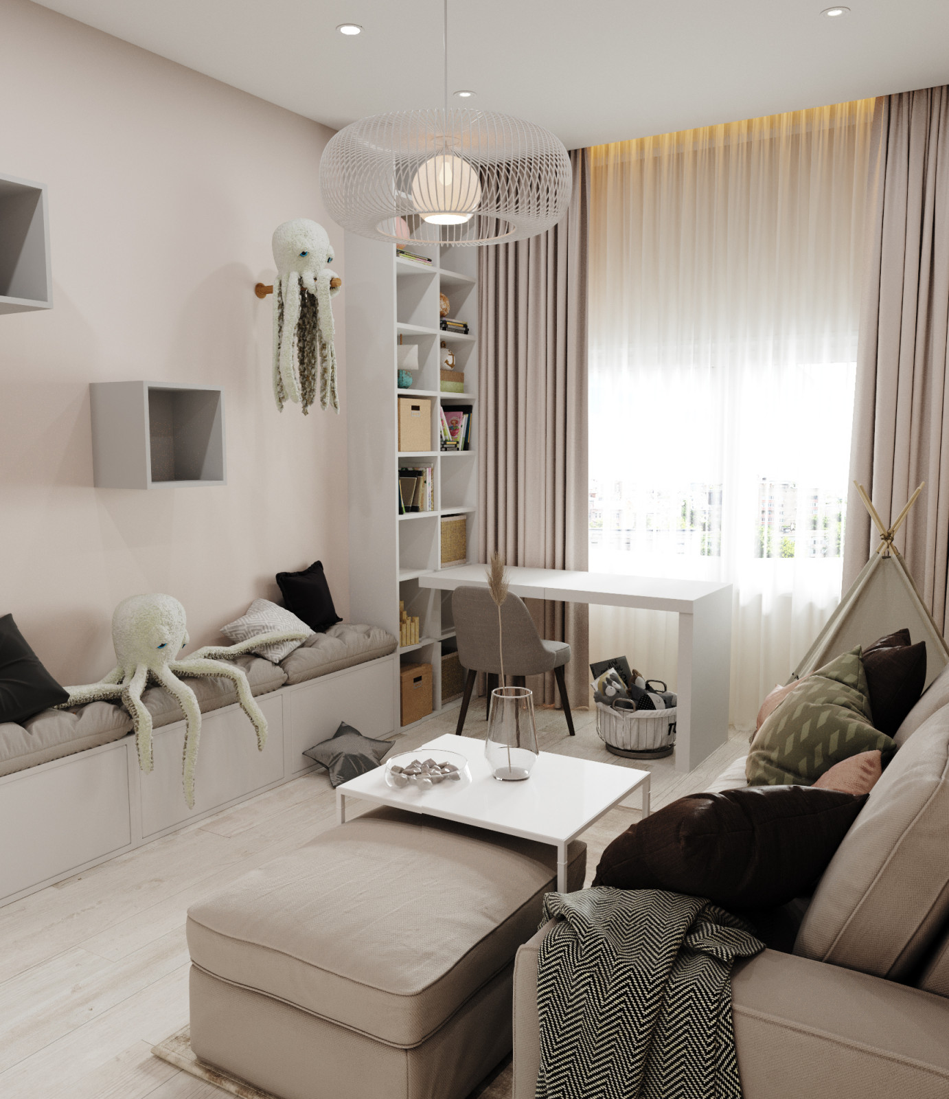 Просторная квартира в пастельных тонах