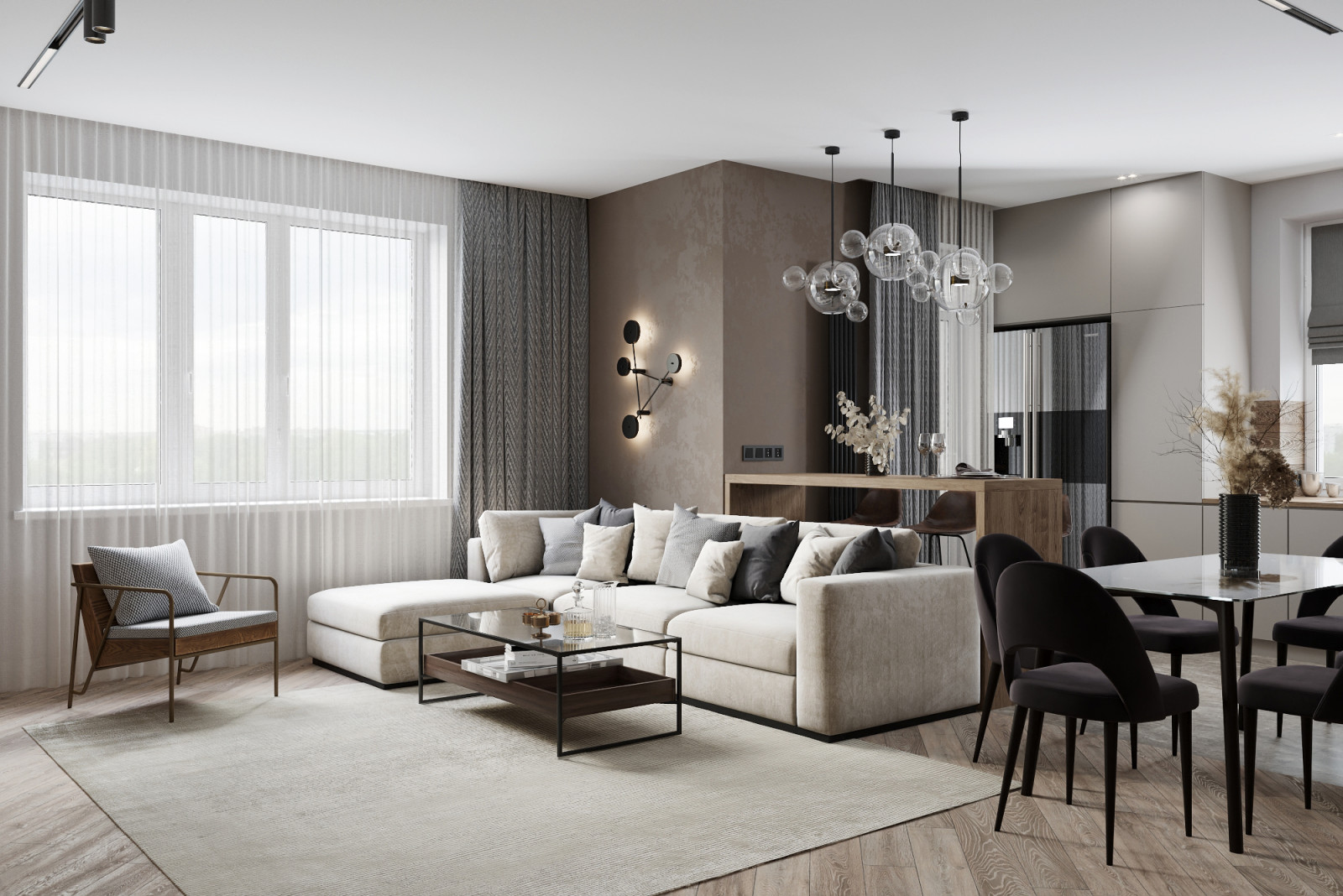 Обложка проекта: Дизайн-проект 3-х комнатной квартиры по улице Кирова для молодой семьи.