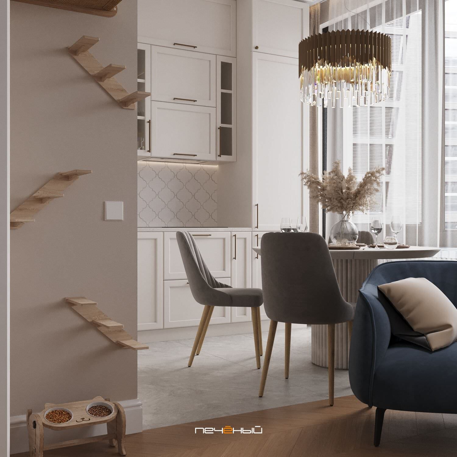 2024 Дизайн 3-комн. квартиры в стиле неоклассика, 74 м², Москва, ЖК ILove