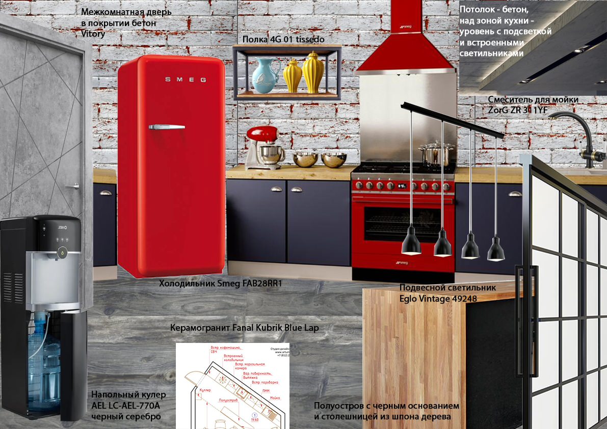 Офисная кухня в стиле лофт