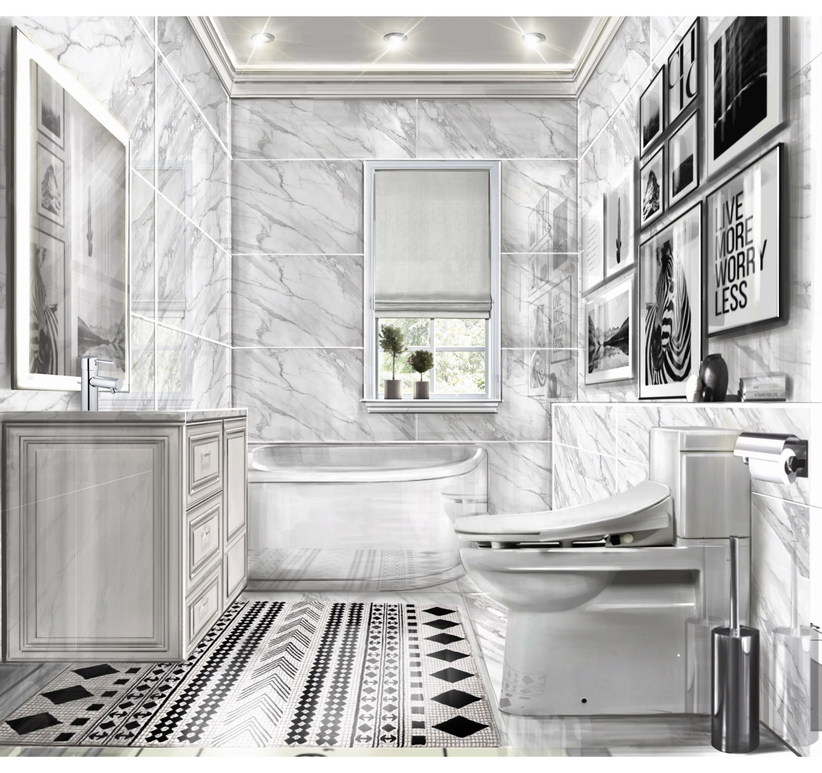 Обложка проекта: Дизайн-проект ванной комнаты в частном жилом доме