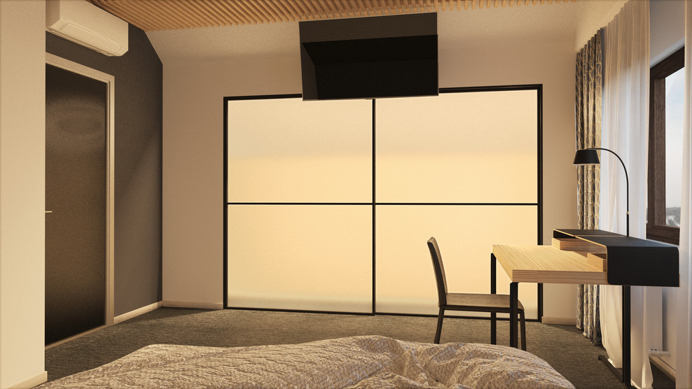 Современный интерьер в срубовом доме