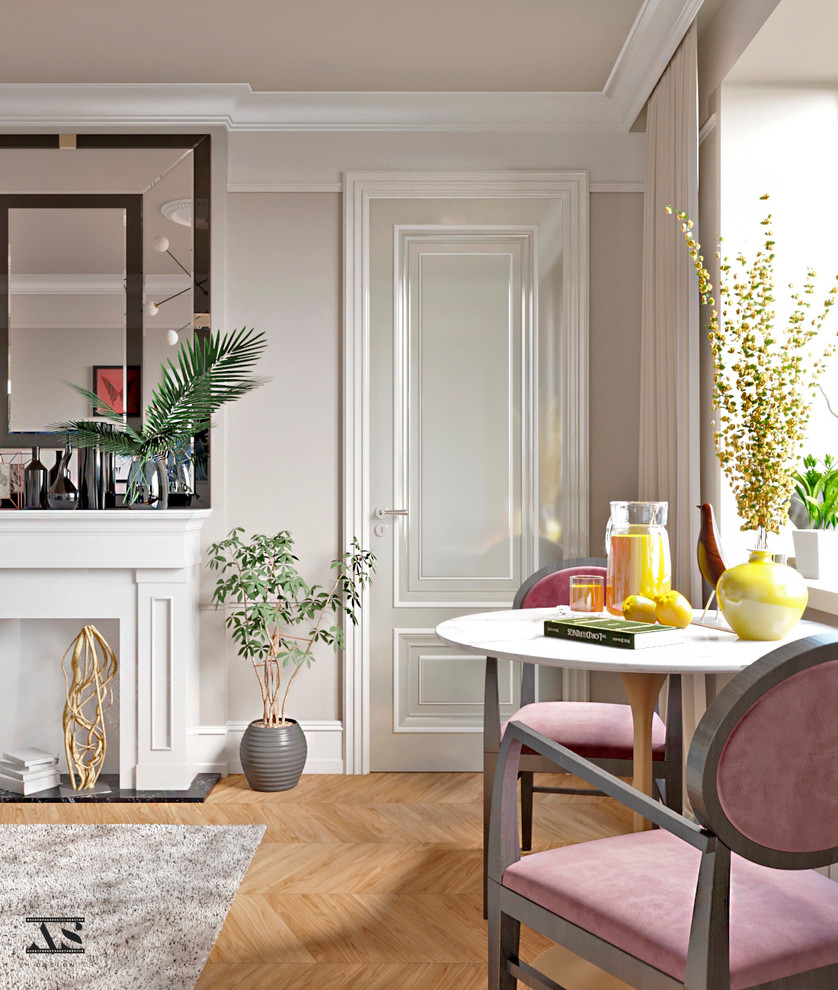 Интерьер гостиной комнаты в стиле современная классика