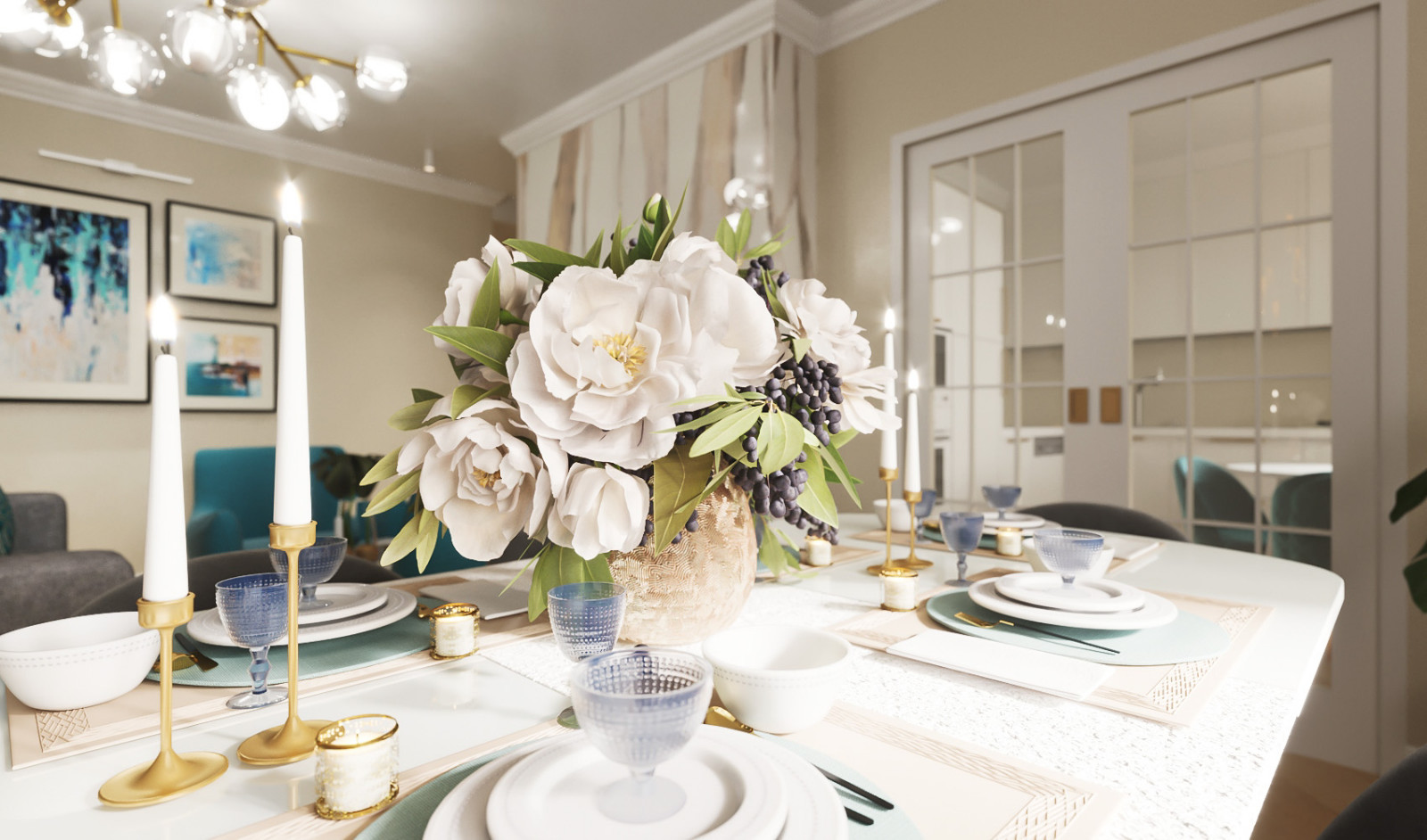 Гостиная с камином