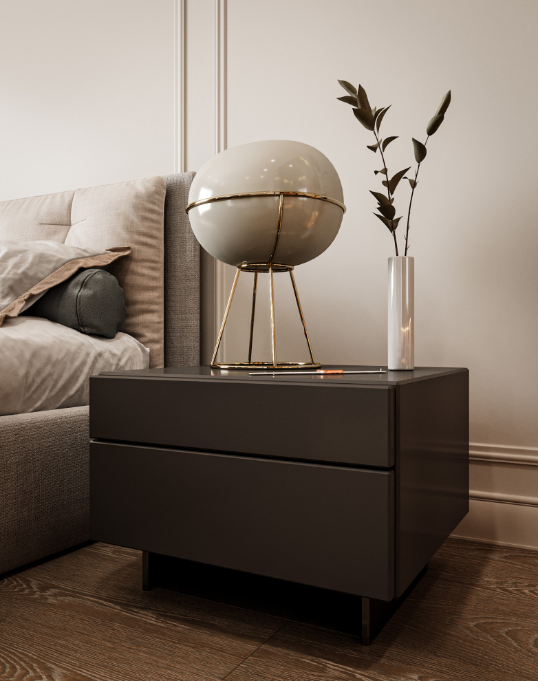 Дизайн-проект мастер спальни и гардеробной в неоклассическом стиле, г. Москва