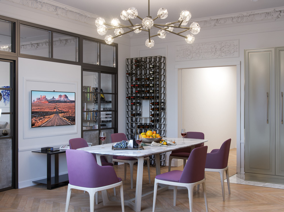 Сталинка на Ломоносовском. Дизайн кухни-столовой в парижском стиле