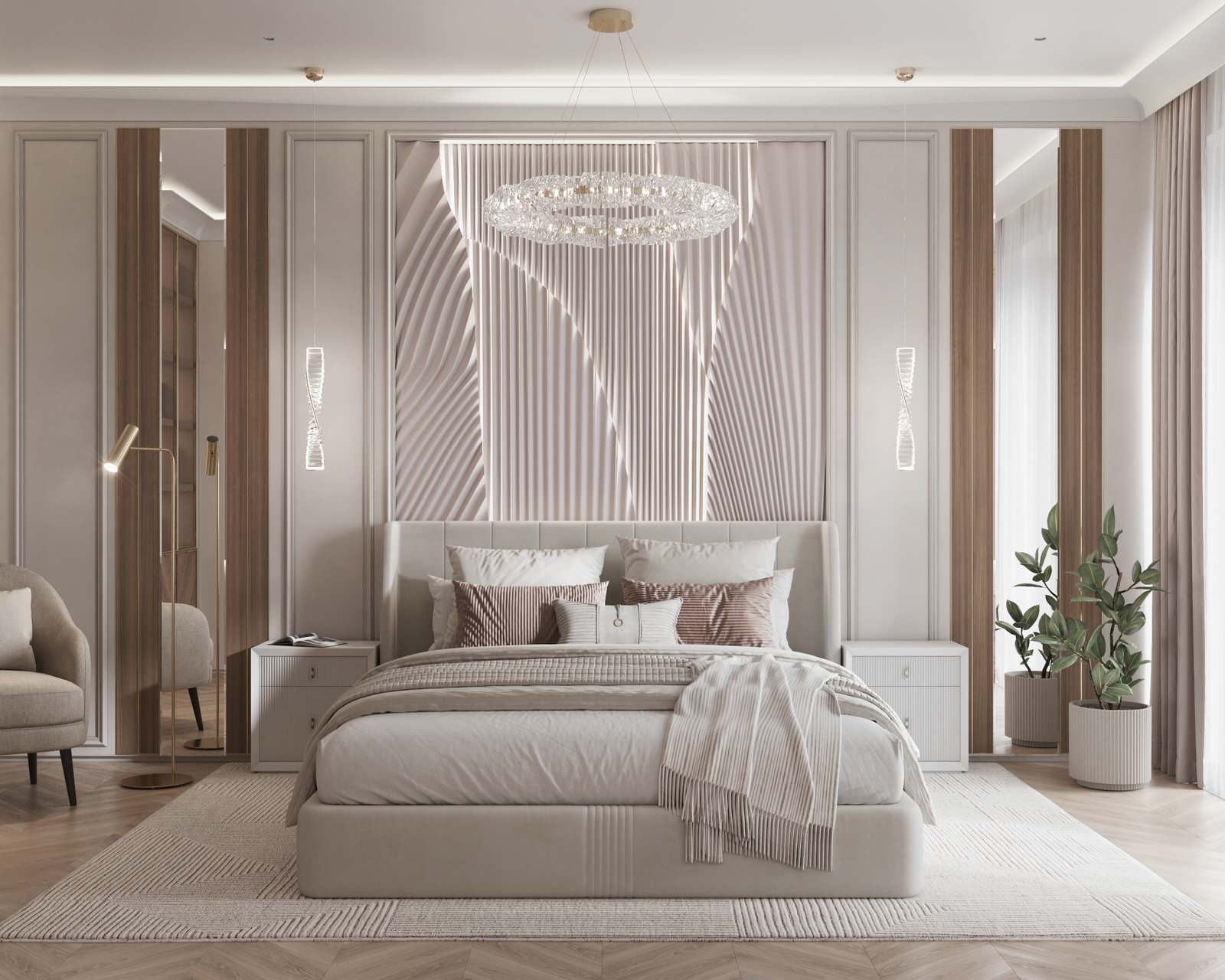 Интерьер в бежевых оттенках в ЖК Eniteo