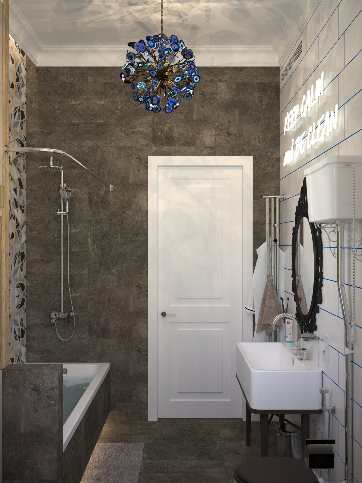 Сан. узел с окном в загородном доме