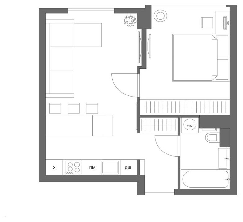 ДИЗАЙН ОДНОКОМНАТНОЙ КВАРТИРЫ ЖК ДЕКАРТ