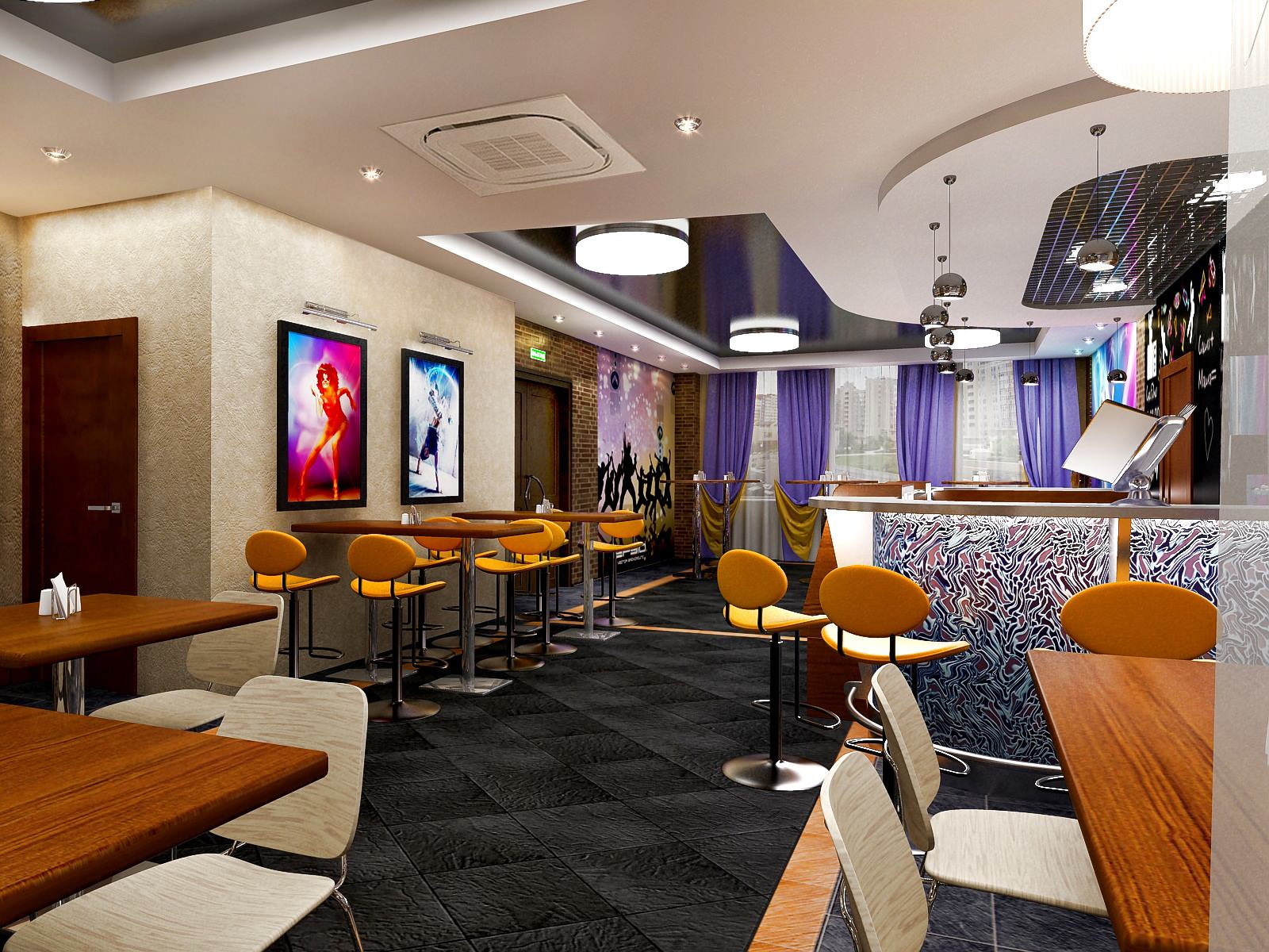 Дизайн интерьера молодежного кафе