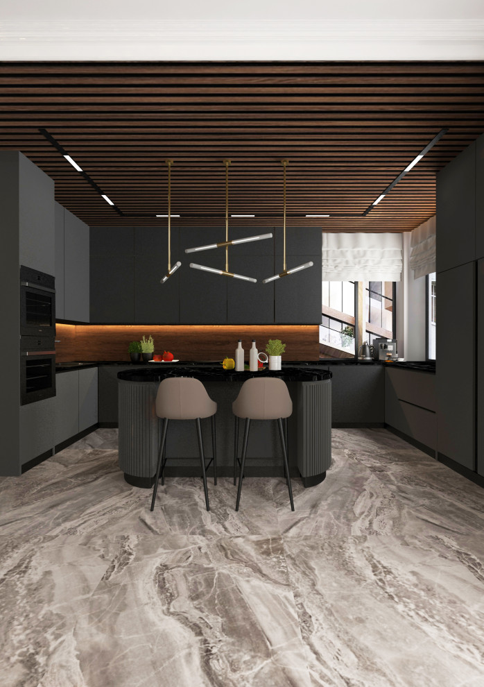 Кухня-гостиная из проекта частного дома 5 бригада