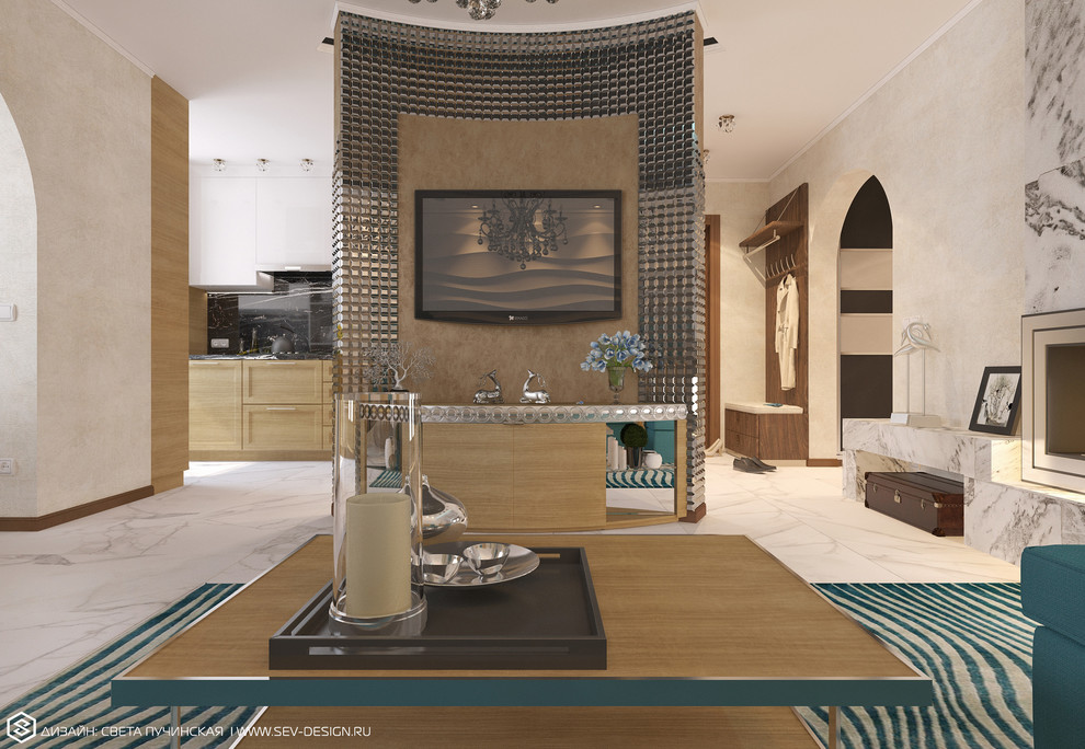 СОВРЕМЕННЫЙ ИНТЕРЬЕР В СТИЛЕ ФЬЮЖН КВАРТИРА 85 М2