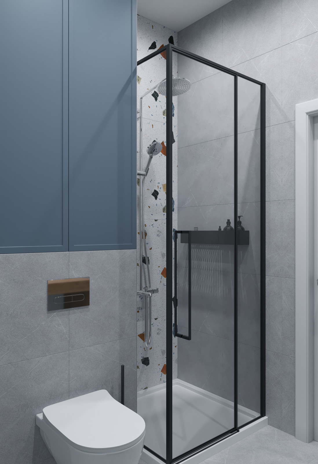 Душевая в голубых оттенках