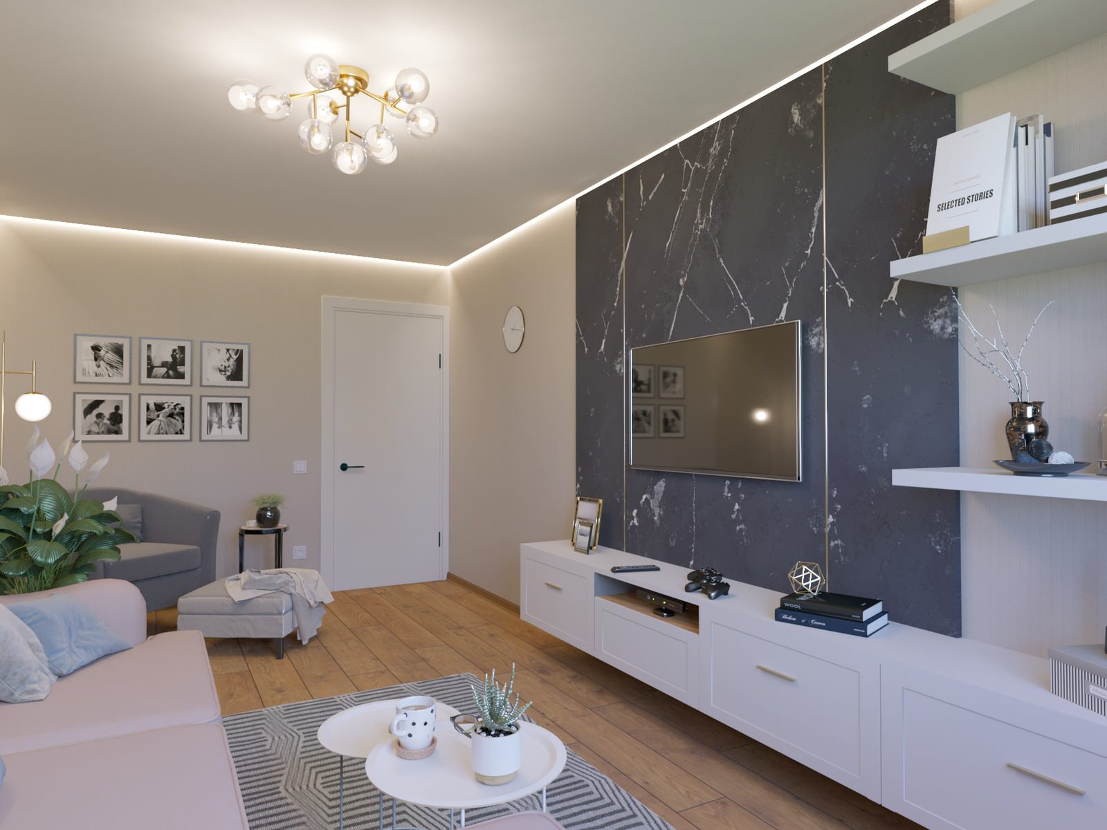 Обложка проекта: Обустройство гостиной с ремонтом