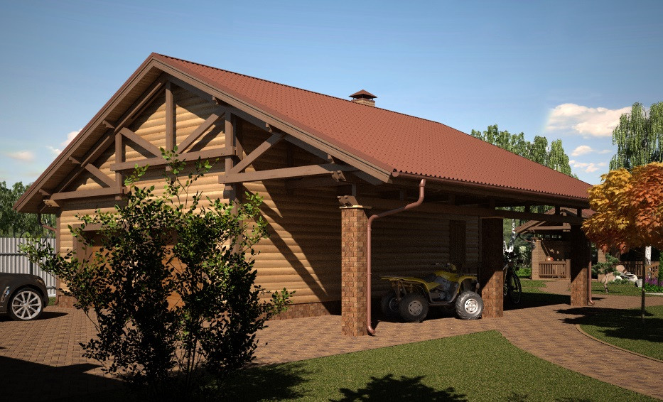 Ландшафтный дизайн для дома из оцилиндрованного бревна