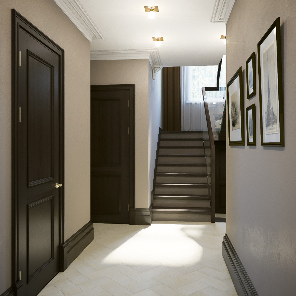 Дизайн холла в коттедже в Американском стиле