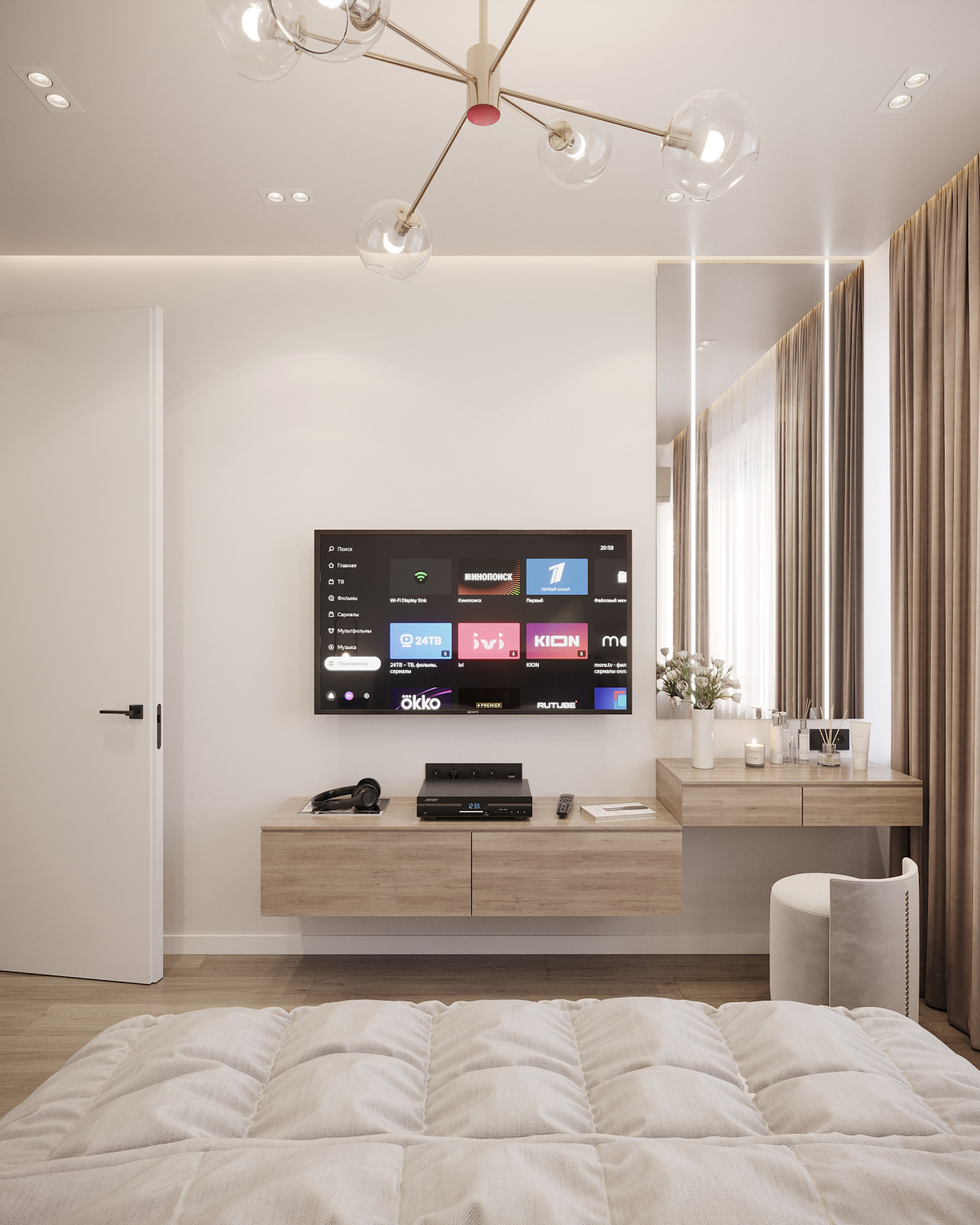 Дизайн и 3д-визуализация спальни в ЖК Преображение