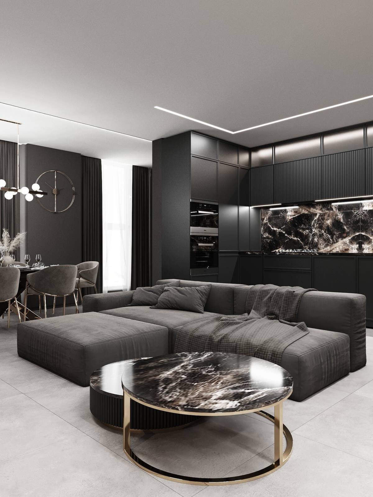 Дизайн кухни-гостиной