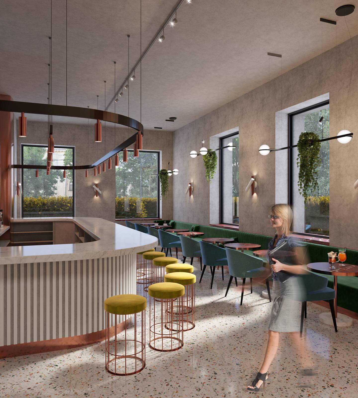 Interior visualisation of cafe and restaurant Villa Forli