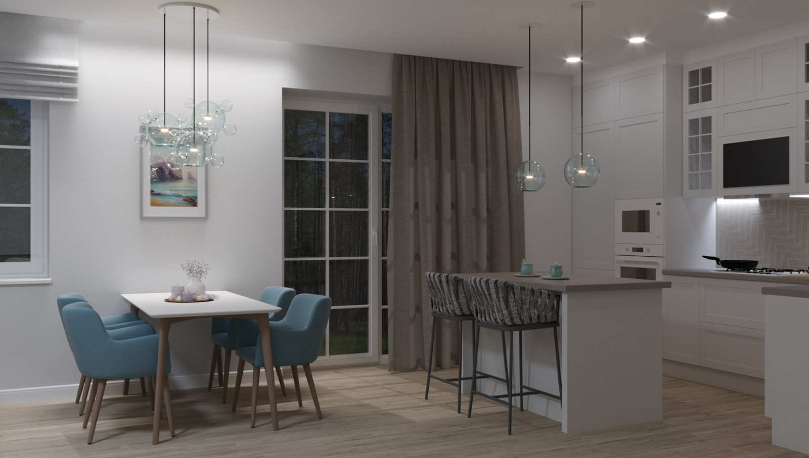 Дизайн кухни-гостиной в загородном доме