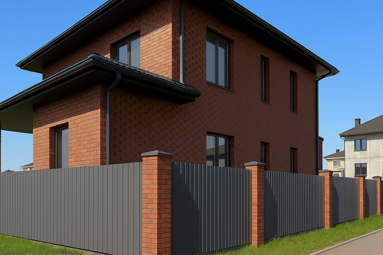 Двухэтажный кирпичный дом