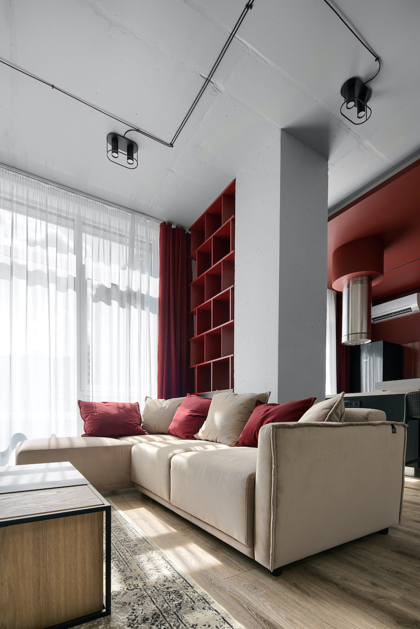 Houzz Украина: 52 кв.м — квартира в оттенках бордо и терракоты