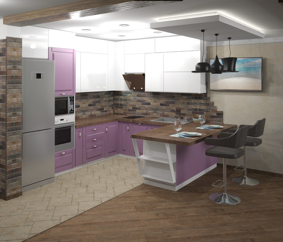 Кухня с барной стойкой