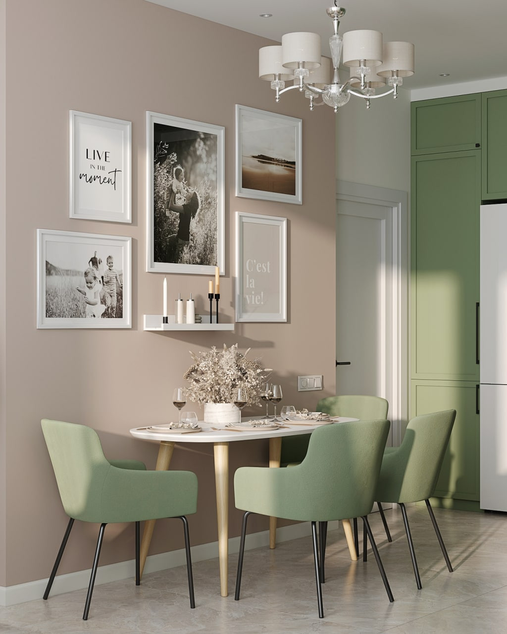 Свежая кухня в зеленых оттенках