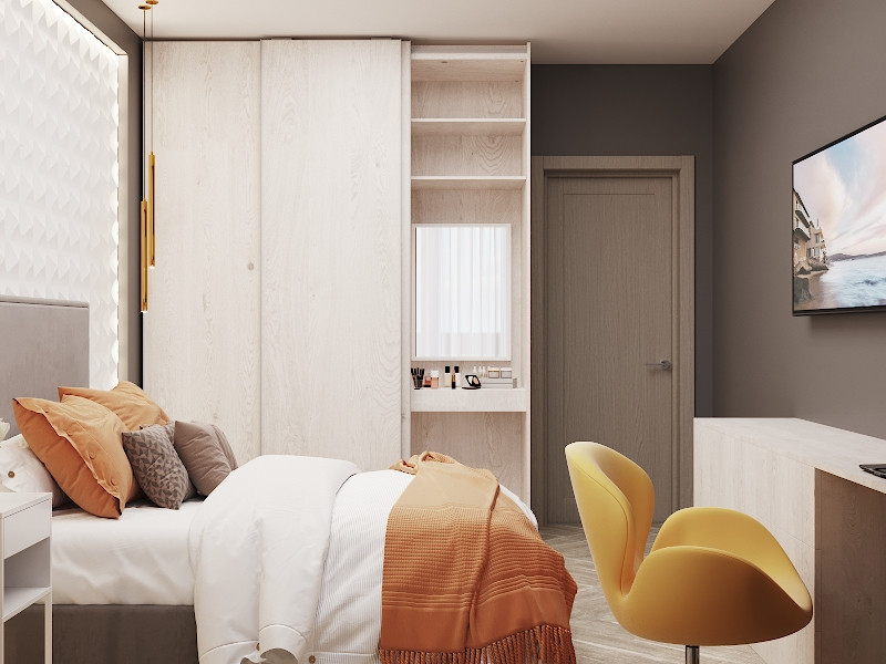 Интерьер квартиры в оранжевом цвете