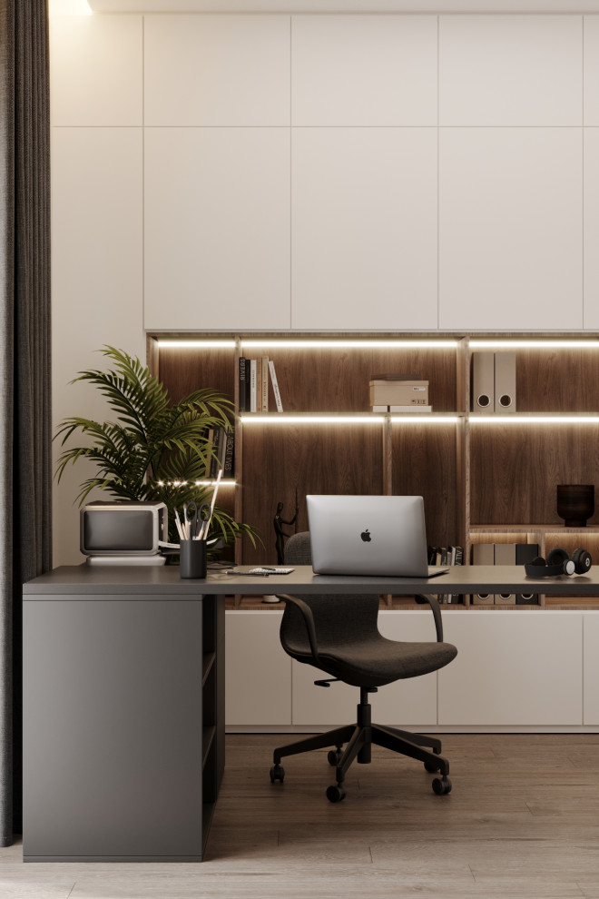 Визуализация кабинета и санузла в коттедже в д. Конохово