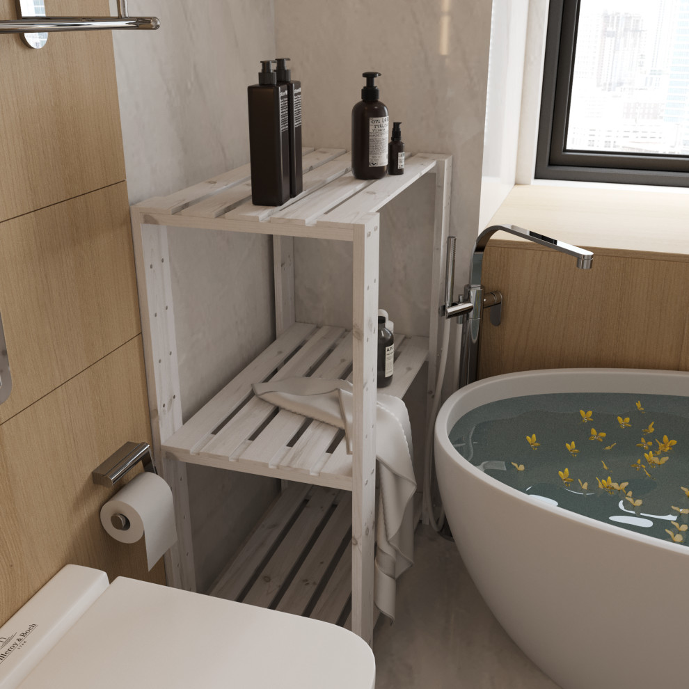 Стеллаж деревянный  БОР 1 в ванной