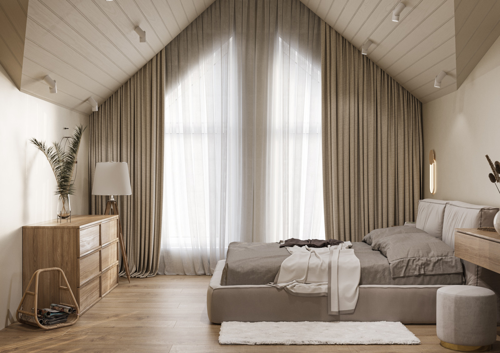 Обложка проекта: Спальня с ванной комнатой на мансарде