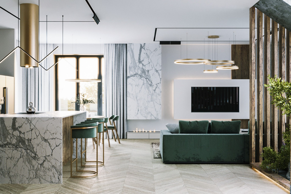 Кухня гостиная в современном стиле