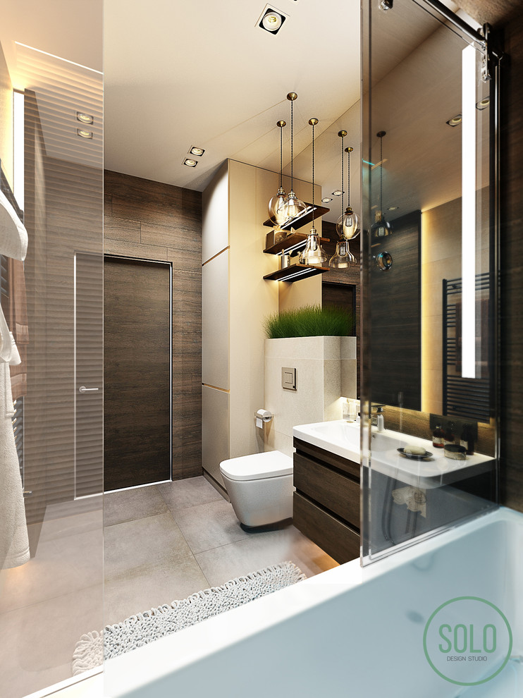 Modern Interior with loft elements for young couple
