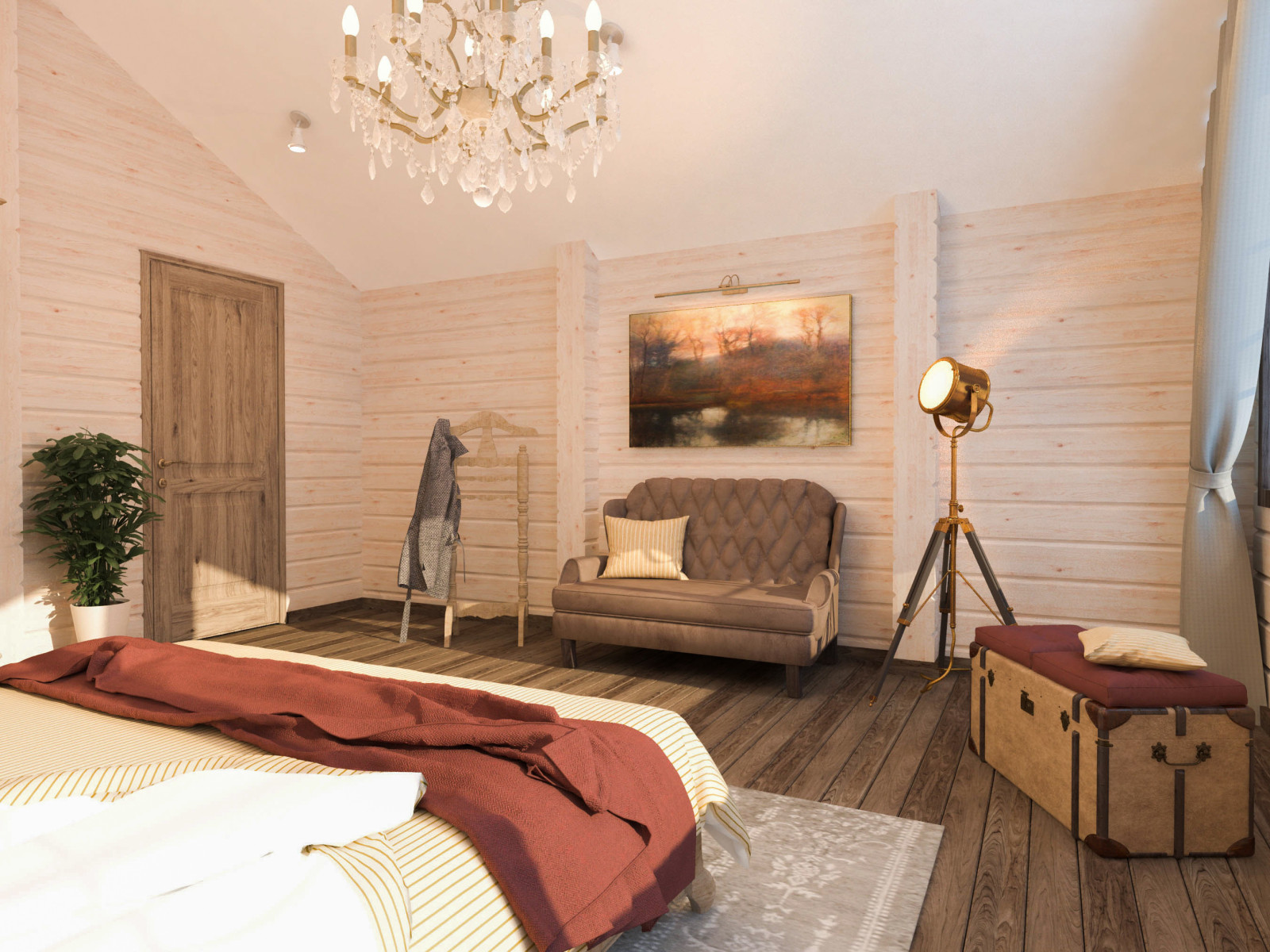 Обложка проекта: Дом в срубе.спальня мужа